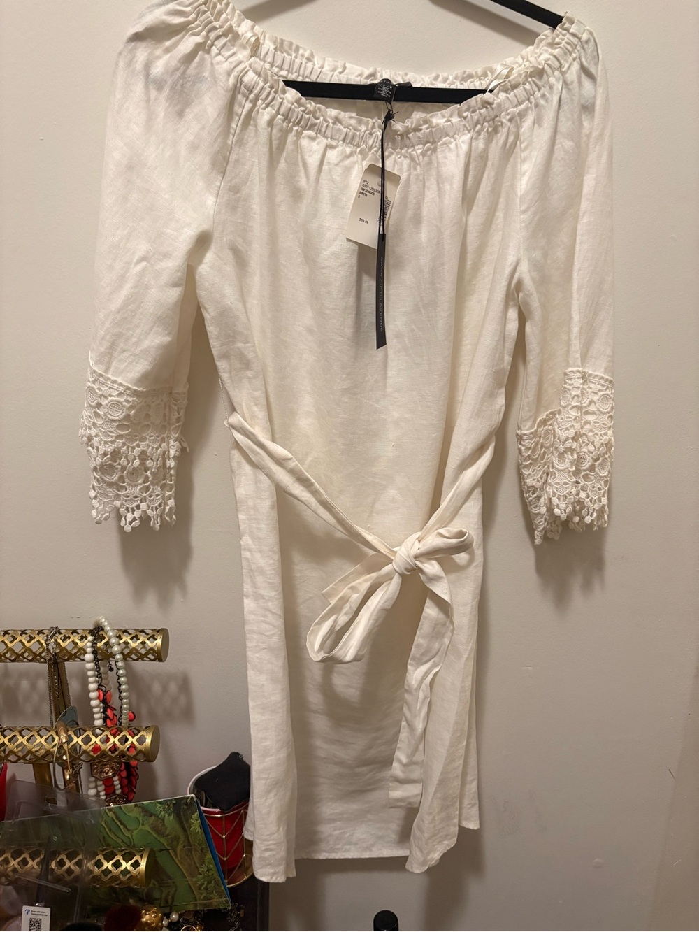 🎁NWT🎁 Saks Fifth Avenue White 100% Linen dress Sz Small